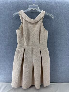 David's Bridal Women's sz 10 Gold & Cream Fit & Flare Dress Bridesmaids Dress